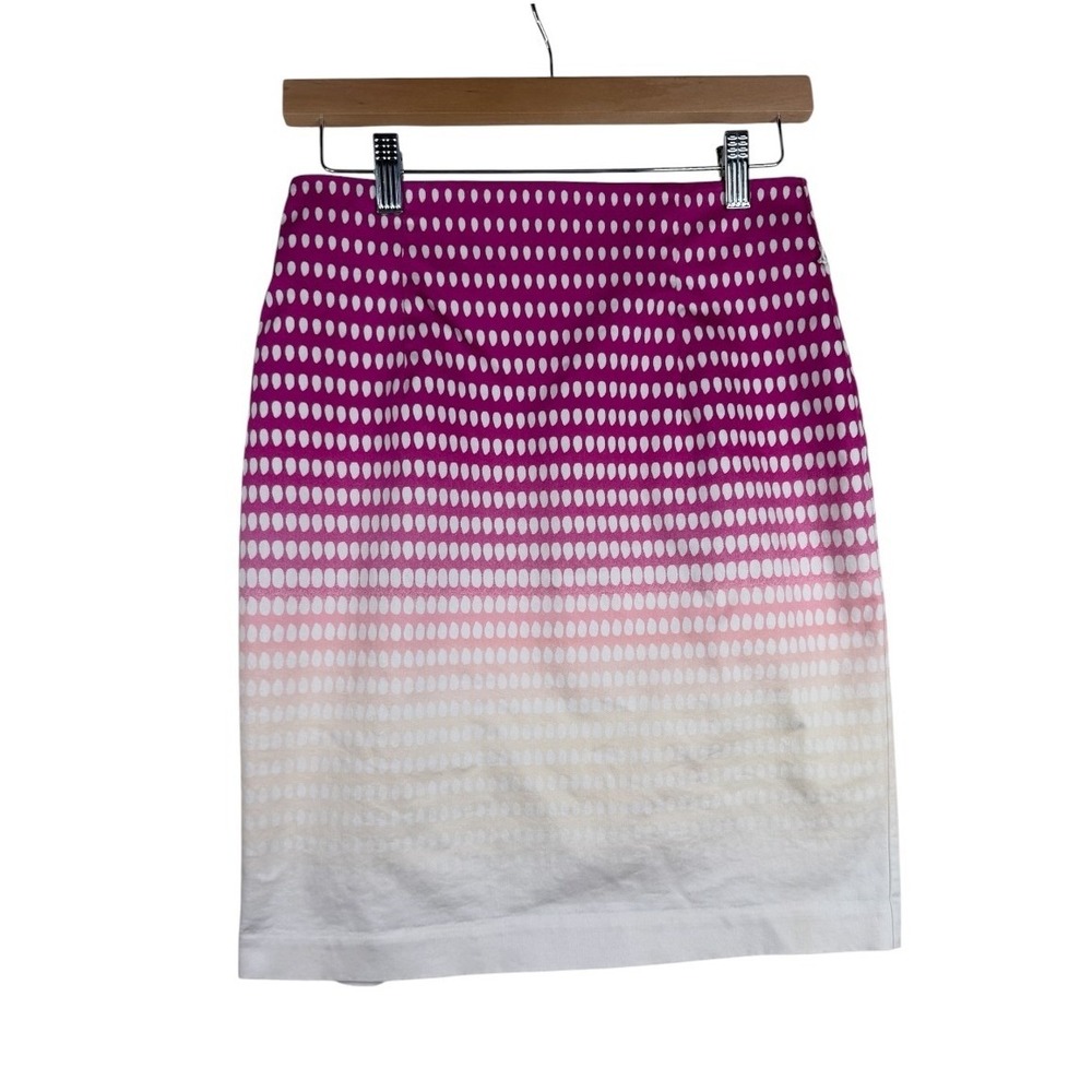 Worthington Pink White Ombré Dot Pattern Pencil Skirt Women's Size 6P Preppy